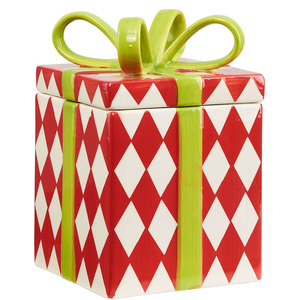 Natale Rosso Puntini o Diamanti In Ceramica di Stoccaggio Cookie di Regalo Vaso di ceramica biscotto vaso <span class=keywords><strong>per</strong></span> I Regali o di Natale Decor - Product Image 5