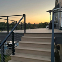 Systèmes de balustrade à câble moderne HIMOWAY pour terrasse, avec poteaux et main courante en acier inoxydable, et tendeur de câble