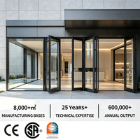 Porte pliante en verre sans cadre en alliage d'aluminium, cloison mobile en verre pour villa, balcon, restaurant, porte coulissante pliante en verre