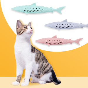 Juguete interactivo para mascotas respetuoso con el medio ambiente personalizado Limpieza de dientes de silicona Molar <span class=keywords><strong>Catnip</strong></span> Fish Cat Juguete interactivo - Product Image 4