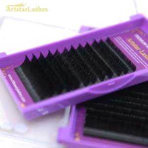 Barquettes <span class=keywords><strong>de</strong></span> cils individuels Blooming Matte, volume facile à poser, doux, couleur cachemire foncé, PBT coréen, noir jet, extensions <span class=keywords><strong>de</strong></span> cils méga - Product Image 1