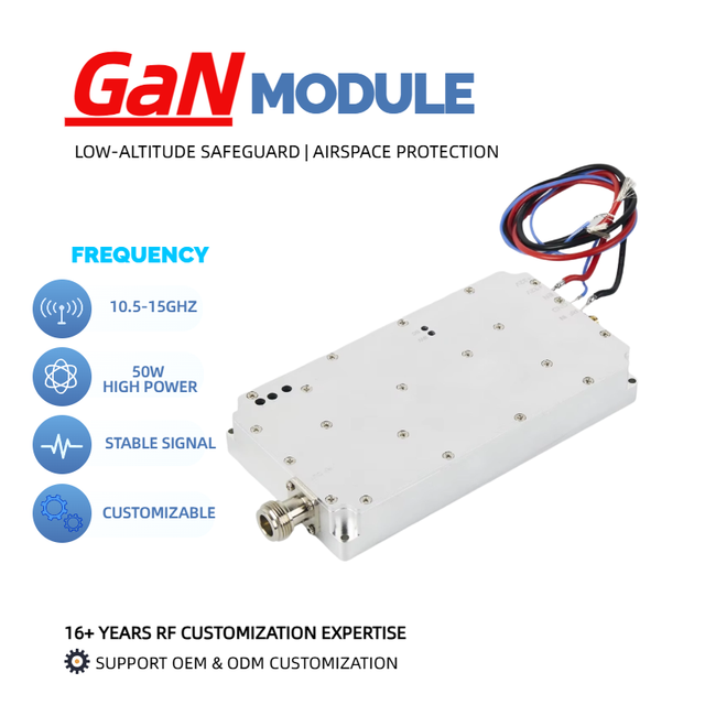 BLOCKWAVE 50W X/Ku-Band GaN RF Power Amplifier Module 10.5-15GHz Radar Signal Booster C-UAS Defense