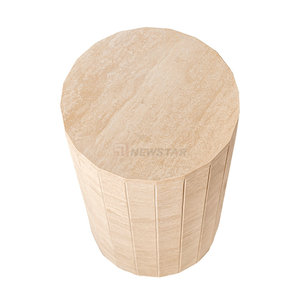 Piedistallo in <span class=keywords><strong>Travertino</strong></span>, Espositore Alto Rotondo, Tavolino Laterale in Marmo, Supporti per Piedistalli - Product Image 2