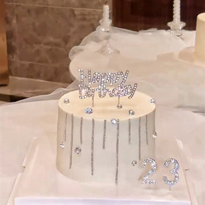 น้ำผึ้งและความหวาน ท็อปเปอร์เค้กสุขสันต์วันเกิด อะคริลิคดีไซน์ลายหยดน้ำระยิบระยับ สำหรับวันวาเลนไทน์ งานเฉลิมฉลองเทศกาลชิซี - Product Image 4