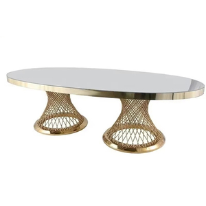 Good Quality Banquet Hotel Furniture Black Mirror Stainless Steel Oval Wedding Decorative <b>Tables</b> for <b>Party</b> Rooms - Product Image 1