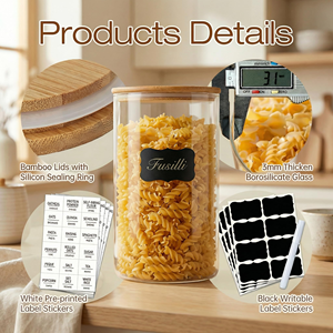 Cylindrical Sealed Glass <b>Storage</b> Jar with Glass Lid Food Grade Light Luxury Design <b>for</b> Tea Food <b>Storage</b> <b>Kitchen</b> - Product Image 5