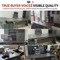 Bureau de direction en acier, bureau commercial individuel, bureau moderne simple et contemporain, bureau de PDG, structure modulaire en forme de L, tiroir