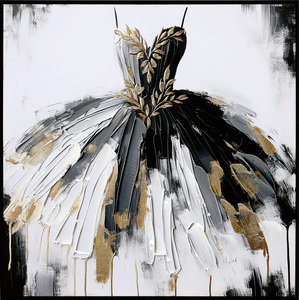 Arte Mural Moderno, Pintura al Óleo <span class=keywords><strong>de</strong></span> Vestido <span class=keywords><strong>de</strong></span> Bailarina Texturizado con Decoración <span class=keywords><strong>de</strong></span> Pan <span class=keywords><strong>de</strong></span> Oro, Pintura Artística en Lienzo con Marco <span class=keywords><strong>de</strong></span> Madera - Product Image 3