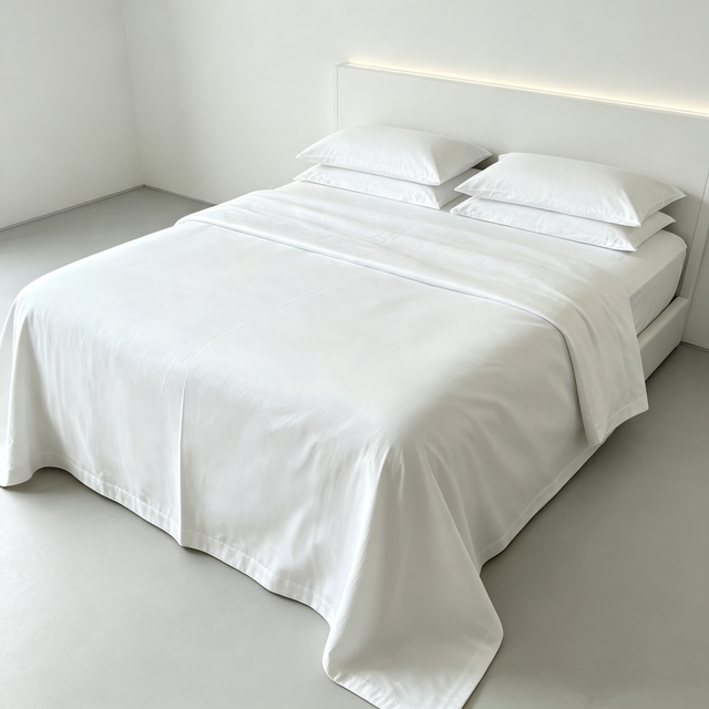 Solid White Sateen 100% Cotton Flat Sheet High Thread Count 4 Star Hotel Bed Linen Wholesale Bulk Supply