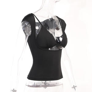 Gilet con stampa con lacci e lacci con scrigno Sexy Top da donna camicetta Casual in <span class=keywords><strong>maglia</strong></span> camicie Sexy da donna senza maniche canottiera - Product Image 4