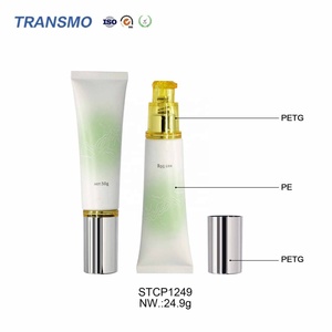 Tube en plastique écologique 30 ml pour crème BB CC, tube cosmétique en PE avec bouchon pompe sans air - Product Image 3