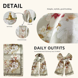 エレガントなボヘミアンフローラルプリントカフタンドレス（女性用）- ラウンドネックのゆったりとしたミドル丈ローブ - Product Image 5