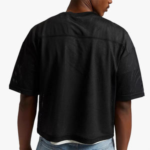 Camiseta vintage de manga corta para hombre con número impreso, estilo deportivo urbano, top holgado con aberturas - Product Image 2