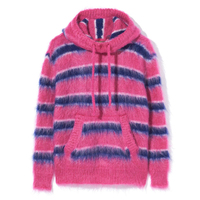 Hoodie en mohair rayé de luxe sur mesure pour femmes et hommes, pull en mohair tricoté épais, sweat à capuche moelleux unisexe