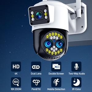 كاميرا أمان خارجية بدقة 8 ميجابكسل مع تكبير 10x وواي فاي، 3 عدسات و<span class=keywords><strong>2</strong></span> شاشة، صوت ثنائي الاتجاه، كشف الحركة، كاميرا أمان لاسلكية IP - Product Image 2