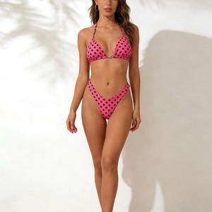 Maillot de bain deux pièces pour femme, style triangle, col halter, imprimé léopard, séchage rapide, pour la natation et les sports nautiques, taille adulte - Product Image 4