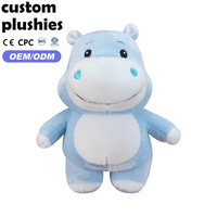 Peluche Hippopotame Bleu Clair en Forme de Dessin Animé avec Visage Brodé – Cadeau Idéal pour Enfants – Offre Spéciale