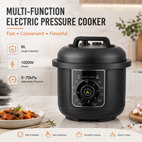 Olla a Presión Eléctrica de 1000W y 6L con Múltiples Programas de Cocción y Protección de Seguridad para Cocina Familiar y de Restaurante