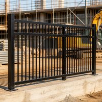 Panneau de garde-corps en acier pour chantier, clôture de sécurité avec poteaux tubulaires carrés, plaques de base à boulons et barres verticales