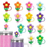 Charmes décoratifs pour pailles à boire créatives de 10 mm, DIY, réutilisables, en caoutchouc souple, semi-3D, fleurs colorées, accessoires pour gobelets et bars