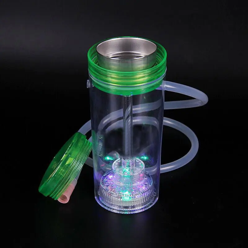 2023 Hot Sell Cheap Car Portable Smoking Hookah Bottle Travel Hookah Plastic Wholesale Hookah With Led Light