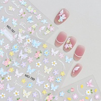Nouveaux autocollants pour ongles motif fleurs de printemps 2026, décalcomanies papillon pour ongles, breloques de décoration pour manucure, autocollants DIY à presser pour nail art