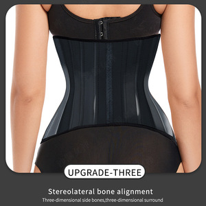 Corsetto Modellante in Lattice Nero da <span class=keywords><strong>Donna</strong></span> con Stecche in Acciaio e Cintura Stretta per Dimagrimento - Product Image 4