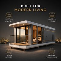 Cabane modulaire préfabriquée moderne personnalisée avec verrière panoramique pour hôtel-resort, glamping et location de vacances