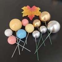 Fournitures de Cuisson d'Anniversaire Boules de Mousse Brillantes Cupcake Topper 1.5-4cm Or Argent Faux Boule pour la Décoration de Gâteau