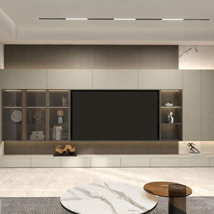 Customized Modern <b>Wall</b> Unit <b>TV</b> <b>Stand</b> Cabinet Wooden Storage Rack for Living Room Farmhouse and Apartment Home Furniture - Product Image 3