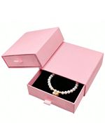 Boîte à bijoux rose en stock avec insert souple, emballage en papier de qualité supérieure pour colliers, bracelets et accessoires