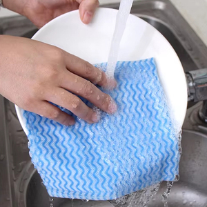 Thực Tế Dùng Một Lần Sọc Không Dệt Vải Vải Khăn Nhà Bếp Rửa Rửa Rửa Làm Sạch Rags Cọ Rửa Lau <span class=keywords><strong>Pad</strong></span> - Product Image 1