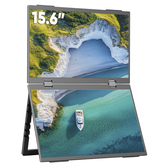 ODM 15.6 Inch IPS Dual Screen Foldable Portable Monitor with VESA Mounting for Business Use