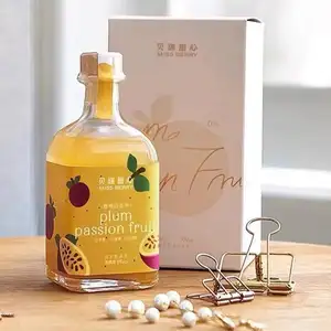 Botella de cristal vacía personalizada, cuadrada, 100ml, 250ml, 300ml, 375ml, para vino, champán, licor, bebidas - Product Image 1