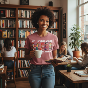 T-Shirt 'Empowering Women' con Collo Tondo e Maniche Corte, Stampa Digitale, 100% Cotone Jersey, Vestibilità Casual per Tutte le Stagioni - Product Image 3