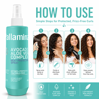 Spray protecteur thermique anti-frisottis pour cheveux ondulés et bouclés, climat humide, fini lisse et souple, avocat, aloe vera, 250 ml