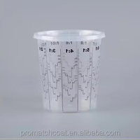 Forte résistance à la corrosion et bonne performance d'étanchéité Tasse de mélange de peinture de voiture en plastique avec échelle pour la réparation de carrosserie