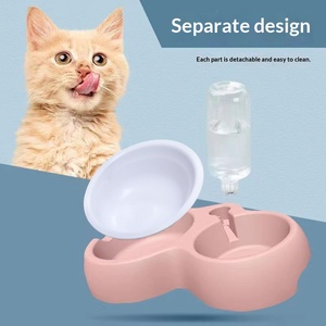 स्वचालित गुरुत्वाकर्षण पालतू जल फीडर दोहरे कटोरे के साथ, डिचेबल बिल्ली और कुत्ते खिलाने वाला कटोरा - Product Image 1