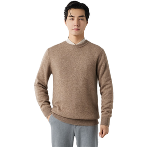 Men's Camel <b>Brown</b> Crew Neck Cashmere <b>Wool</b> Knit Sweater Full Sleeve Pullover Solid Color Autumn Wear Men's Knitwear Sweaters - Product Image 1