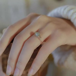 Barley Hetian Jade Carved Lucky Bead Ring Women Adjustable Light Luxury Chinese Retro Style Jewelry Gift - Product Image 3