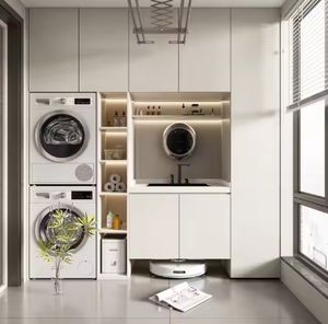 Mueble de Lavandería Económico con Fregadero, Madera Maciza, Personalizado, Muebles de Lavandería para Balcón - Product Image 6