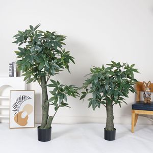 Plante artificielle en plastique Pachira Aquatica en pot, pour décoration extérieure, intérieure, bureau, jardin, maison, faux arbres, plantes artificielles - Product Image 2