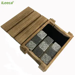 Utensílio ecológico pedra de uísque, resfriador de vinho, pedras de uísque, presente de negócios em caixa de presente de madeira