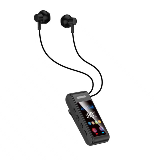 Clip-on Neckband Earphones Digital Display IPX-4 Waterproof Noise-Cancelling Wireless Mic 20 Hours Life BT 5.4 Type-C Charging