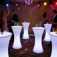 Comptoir de bar à cocktails mobile lumineux, décoration pour fête, mariage, événement, lumière LED portable, alimentation solaire, table de bar à cocktails LED