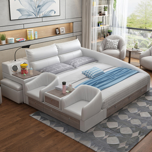 Cama de cuero tamaño King Size con masaje para el hogar, muebles multifunción, tamaño Queen, nuevo diseño - Product Image 3