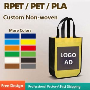 Sac fourre-tout personnalisé en tissu non tissé laminé PP, en RPET, vierge, pour la publicité, le commerce de détail, les courses, les cadeaux, les t-shirts et les vêtements - Product Image 2