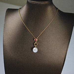 Collar con Colgante de Cobre de Moda UM Jewelry, Perla de Agua Dulce y Circonita de Color para Unisex/Hombres/Mujeres, Regalo de San Valentín - Product Image 2