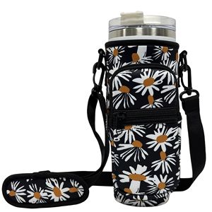 Adjustable Strap Neoprene 40oz <b>Water</b> Bottle Carrier Sleeve <b>Pouch</b> Tumbler Cup Holder Sling Bag with Phone Pocket - Product Image 6