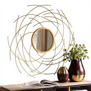 Miroir mural rectangulaire contemporain en laiton, design artistique encadré, finition dorée, épaisseur 4 mm, écologique, accent moderne pour la maison - Product Image 1